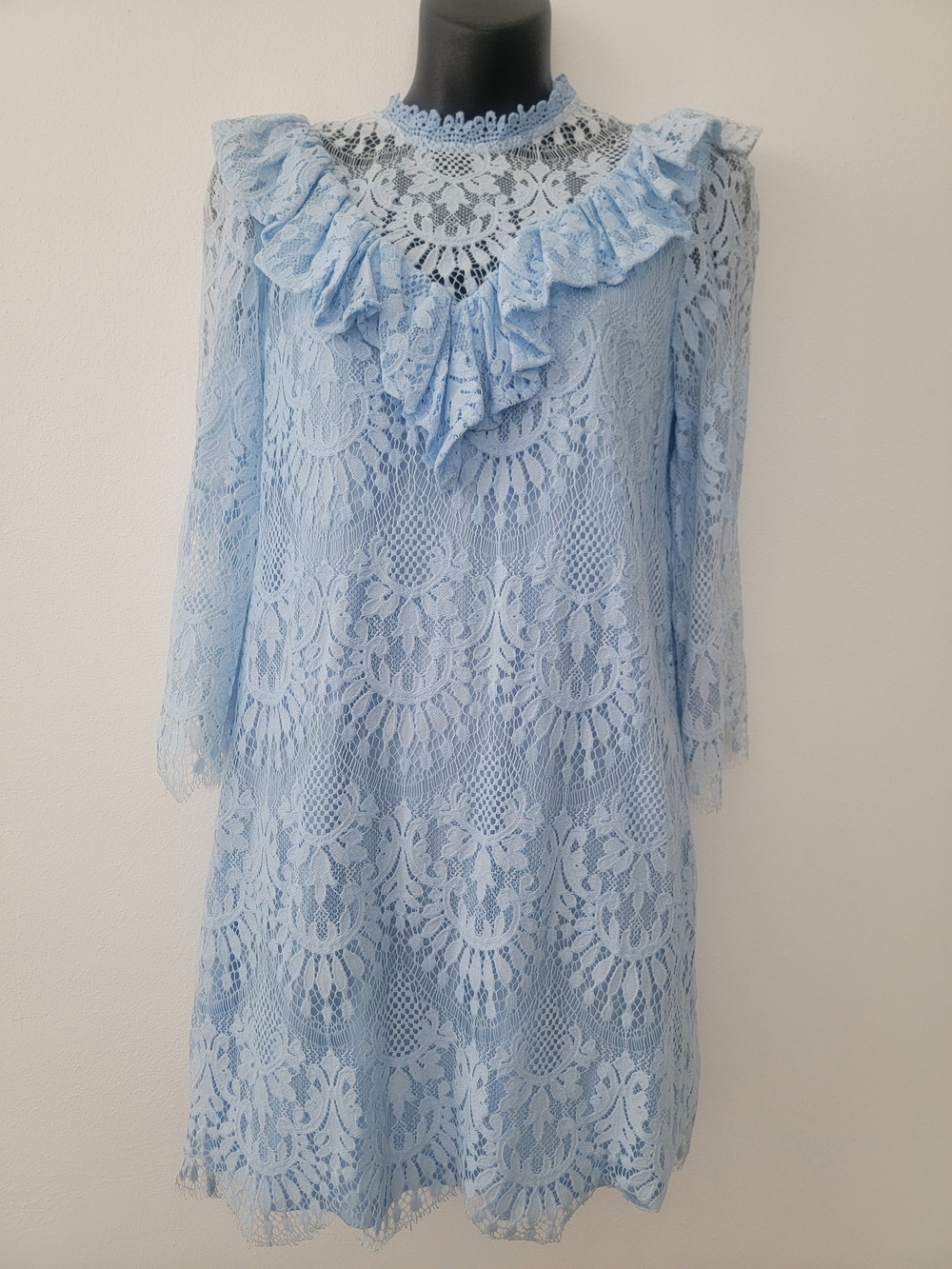 Light Blue Lace Ruffle-Trim Women’s Dress